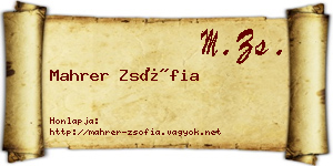Mahrer Zsófia névjegykártya